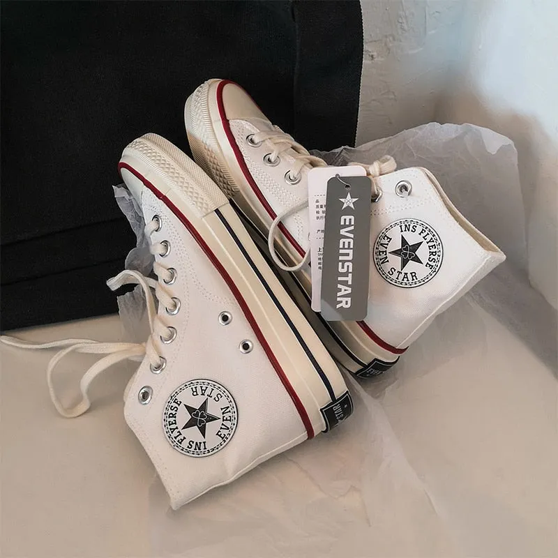 2020 Spring Autumn High Top Flats High Quality Classic Women Canvas Shoes Female Athletic Sneakers Women Vulcanized Casual Shoes