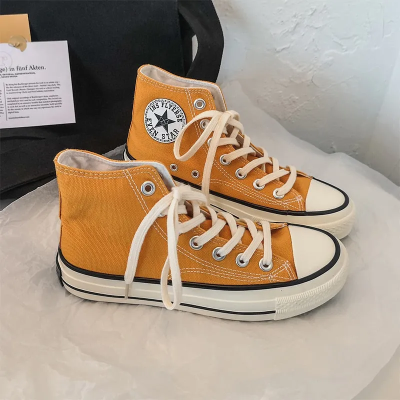 2020 Spring Autumn High Top Flats High Quality Classic Women Canvas Shoes Female Athletic Sneakers Women Vulcanized Casual Shoes