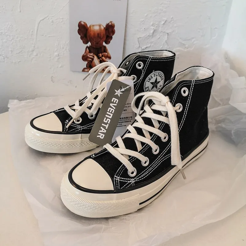 2020 Spring Autumn High Top Flats High Quality Classic Women Canvas Shoes Female Athletic Sneakers Women Vulcanized Casual Shoes