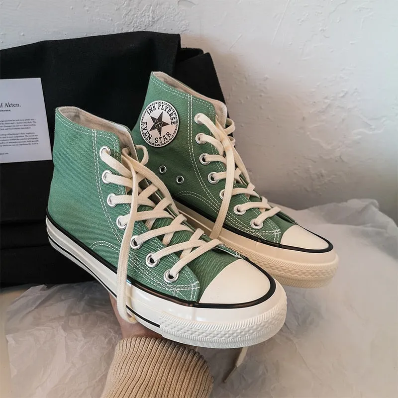 2020 Spring Autumn High Top Flats High Quality Classic Women Canvas Shoes Female Athletic Sneakers Women Vulcanized Casual Shoes