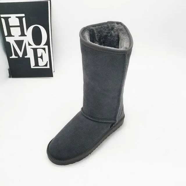2025 New Arrival Winter High Boots – Genuine Leather, Thick Plush, Warm Snow Boots for Women