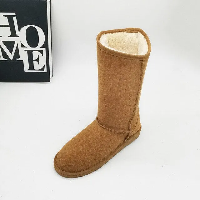 2025 New Arrival Winter High Boots – Genuine Leather, Thick Plush, Warm Snow Boots for Women