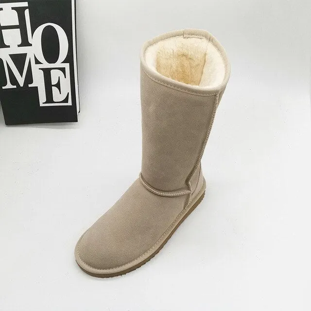 2025 New Arrival Winter High Boots – Genuine Leather, Thick Plush, Warm Snow Boots for Women