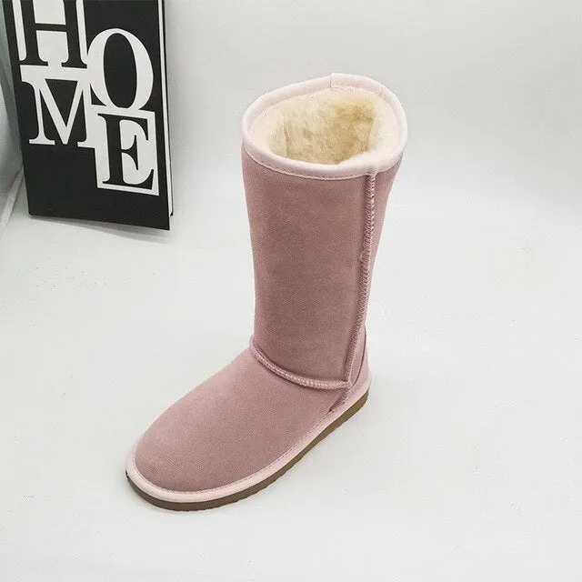 2025 New Arrival Winter High Boots – Genuine Leather, Thick Plush, Warm Snow Boots for Women