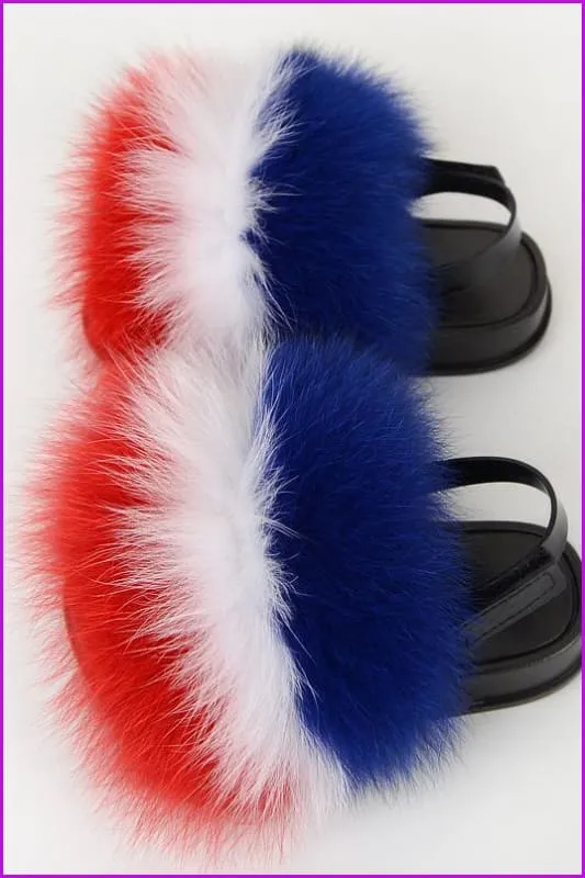{5-7 days wait for make} New Color Kids Fox Fur Slides F702