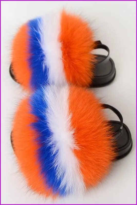 {5-7 days wait for make} New Color Kids Fox Fur Slides F702