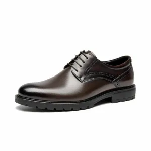 BeauToday Men's Classic Full Grain Calfskin Leather Wide-Fit Cap Toe Oxfords Shoes