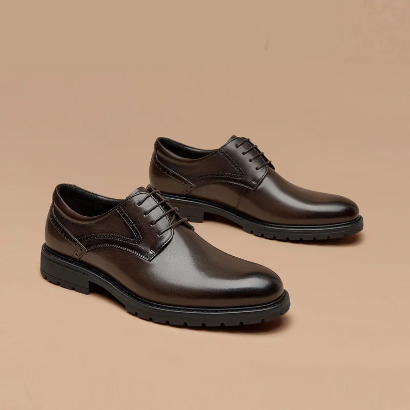 BeauToday Men's Classic Full Grain Calfskin Leather Wide-Fit Cap Toe Oxfords Shoes