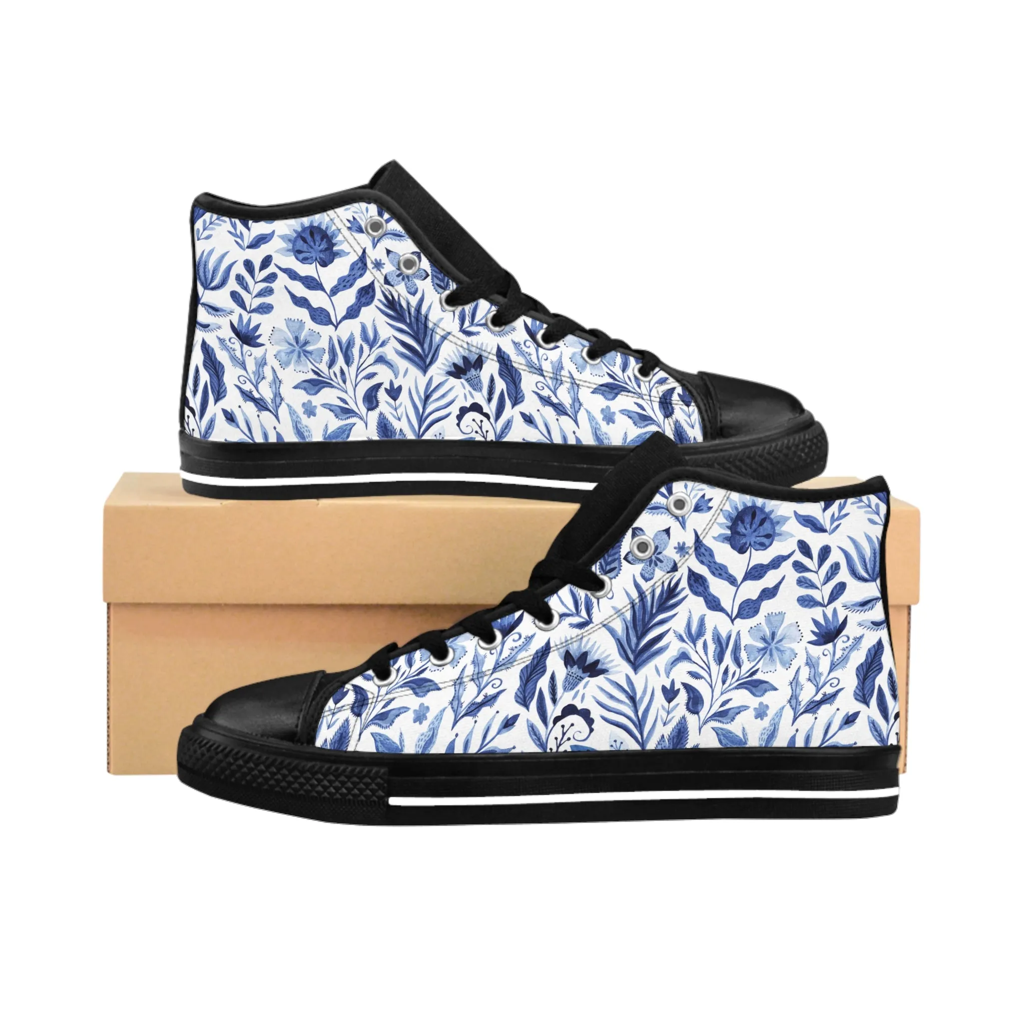 Blue Leaves Women's Classic Sneakers