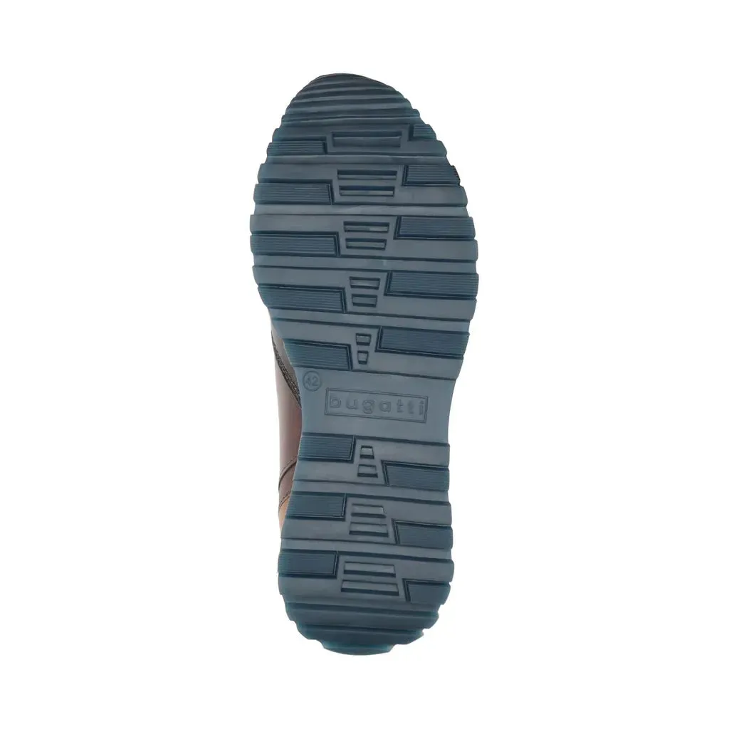 Bugatti Men's Dark Blue and Brown Leather Sneakers – Soft-Fit Insole & Casual Comfort