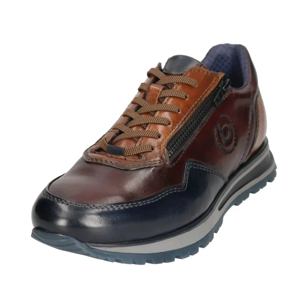Bugatti Men's Dark Blue and Brown Leather Sneakers – Soft-Fit Insole & Casual Comfort
