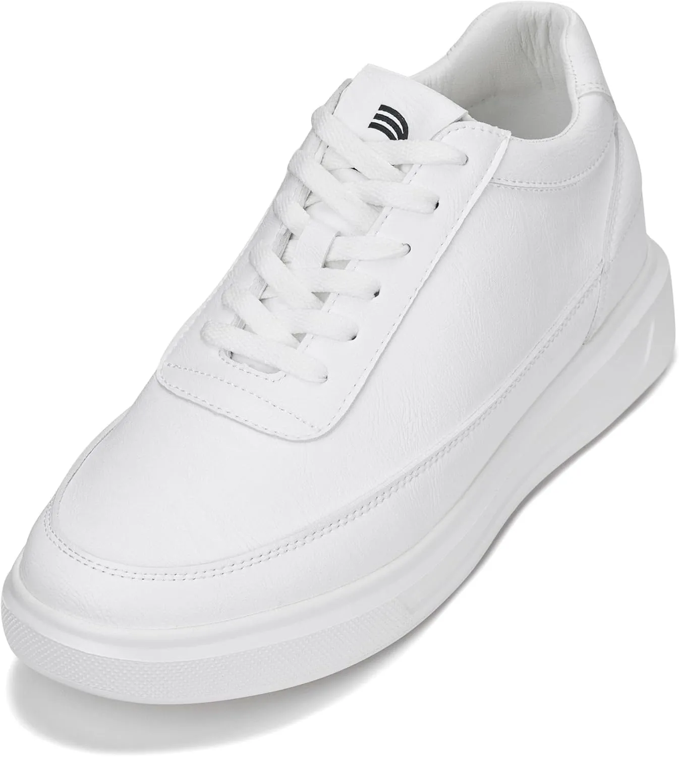 CALTO Men's Invisible Height Increasing Elevator Shoes - Pure White Light-Weight Lace-up Leather Sporty Sneakers - 2.8 Inches Taller - X1647 - Size 13 D(M) US