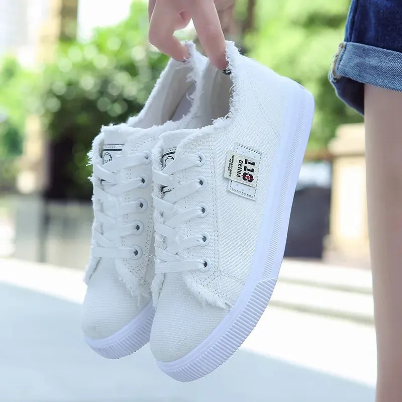 Canvas Low-Top Thick Sole Classic Vintage Style Sneakers