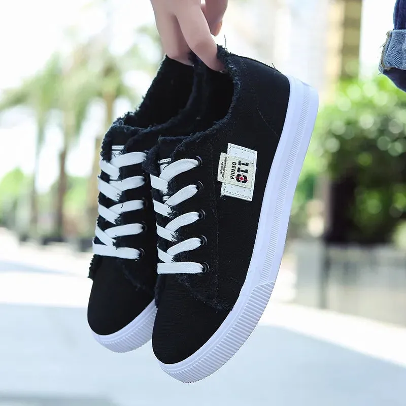 Canvas Low-Top Thick Sole Classic Vintage Style Sneakers