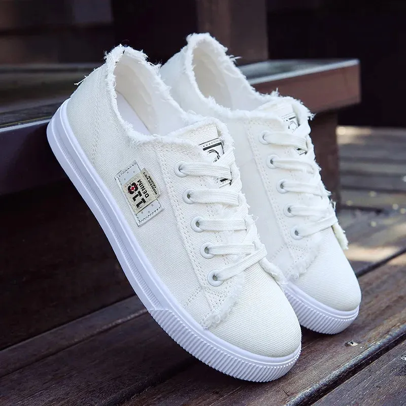 Canvas Low-Top Thick Sole Classic Vintage Style Sneakers