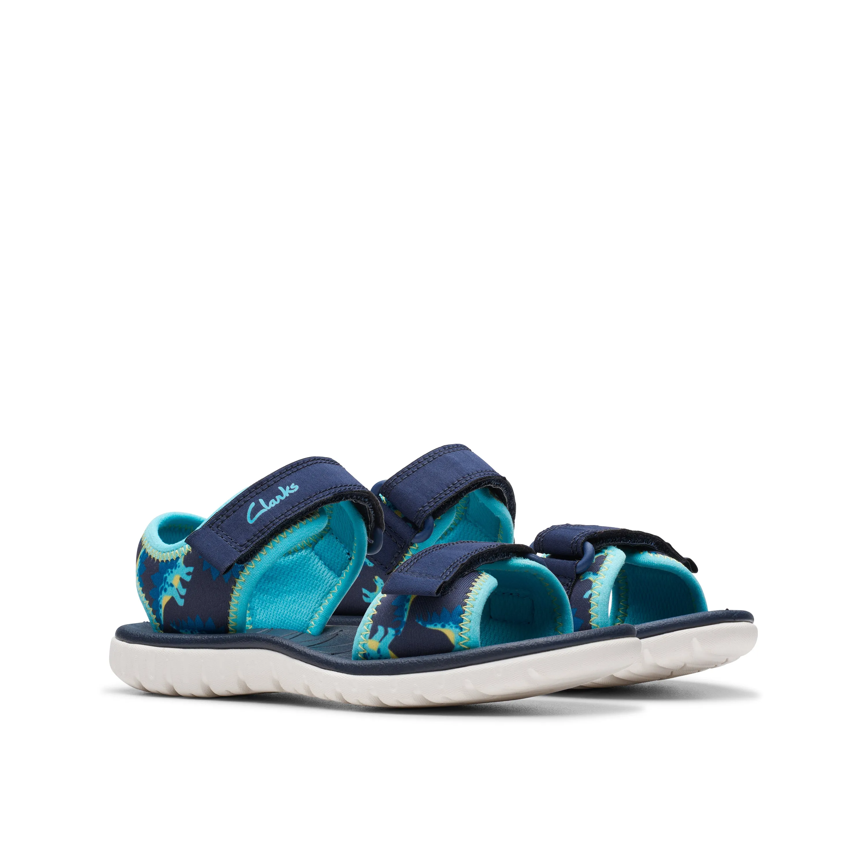 Clarks Surfing Tide K Boys Navy Dinosaur Water Friendly Sandal