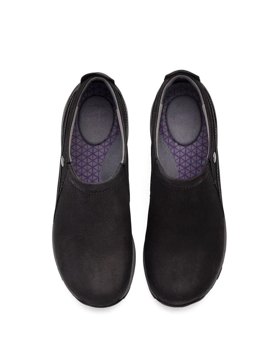 Dansko Women's Patti Slip Ons- Black Milled Nubuck