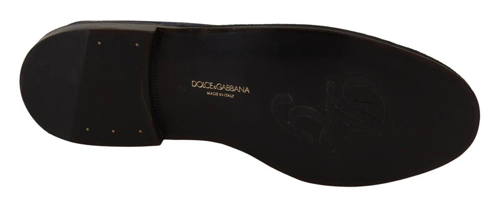 Dolce & Gabbana Blue Leather Perforated Slip On Loafers