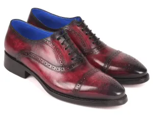 Elegant Bordeaux Hand-Painted Cap Toe Oxfords with Goodyear Welt by Paul Parkman
