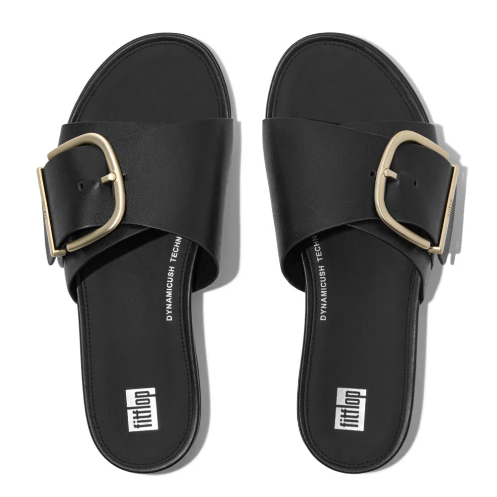 Fitflop Gracie Maxi Buckle Leather Slides Black