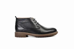 FOOT FEDERATION CHUKKA PLAIN-TOE MID-TOP MENS BOOT BLACK
