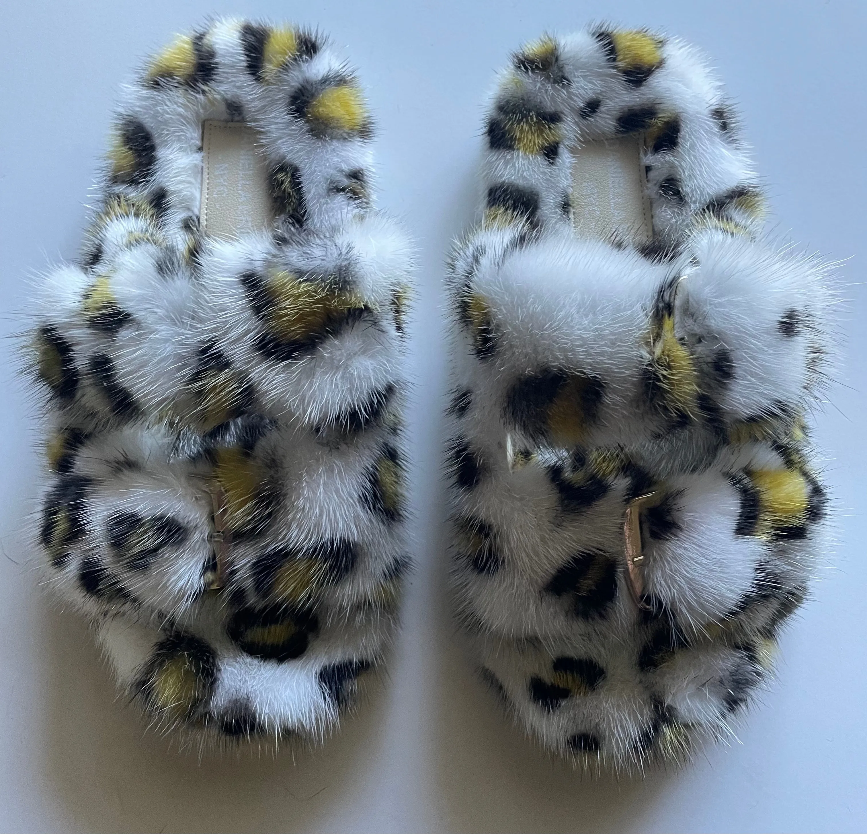 Genuine Mink Slides - Leopard Pattern and Multi Color