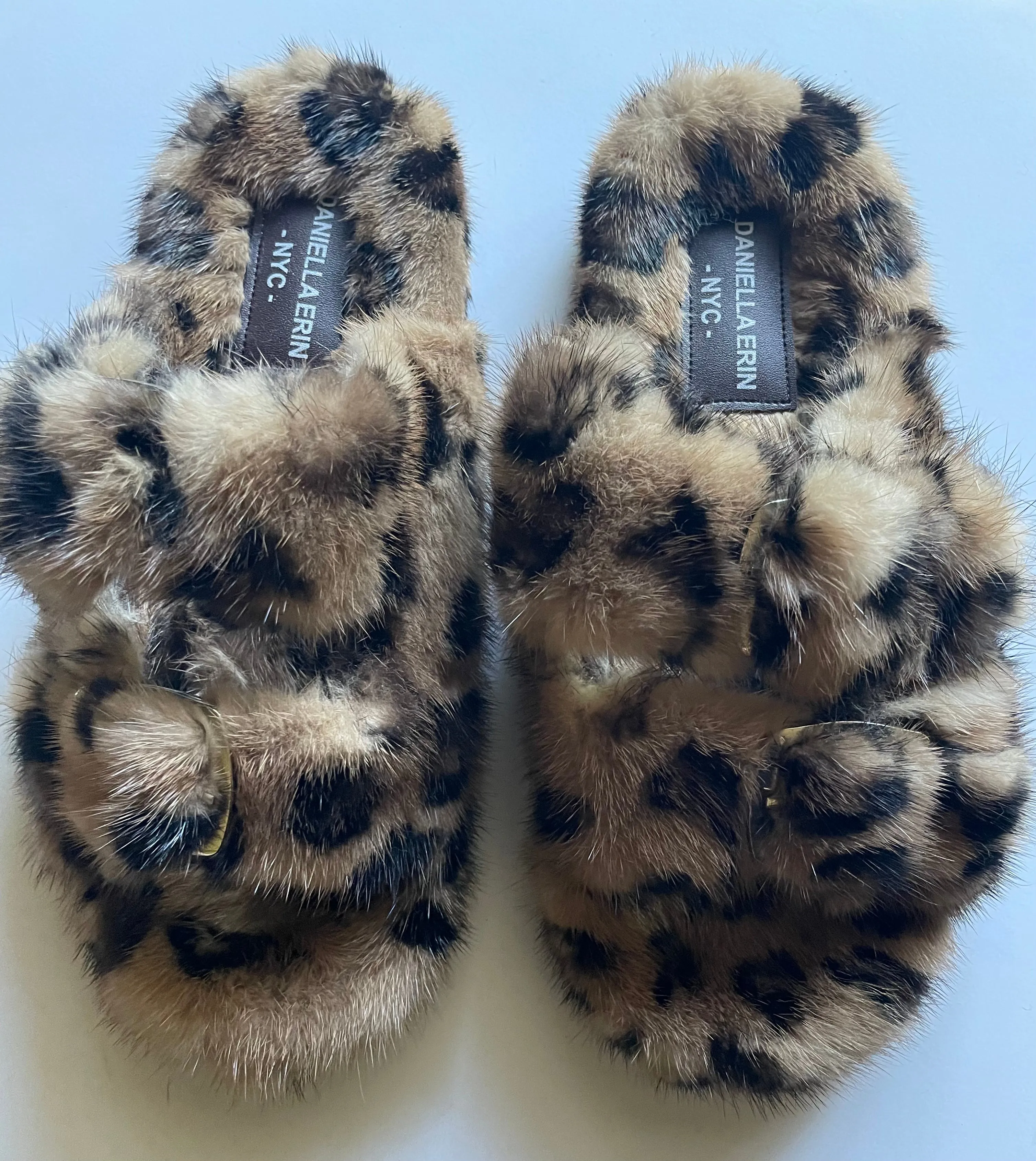 Genuine Mink Slides - Leopard Pattern and Multi Color