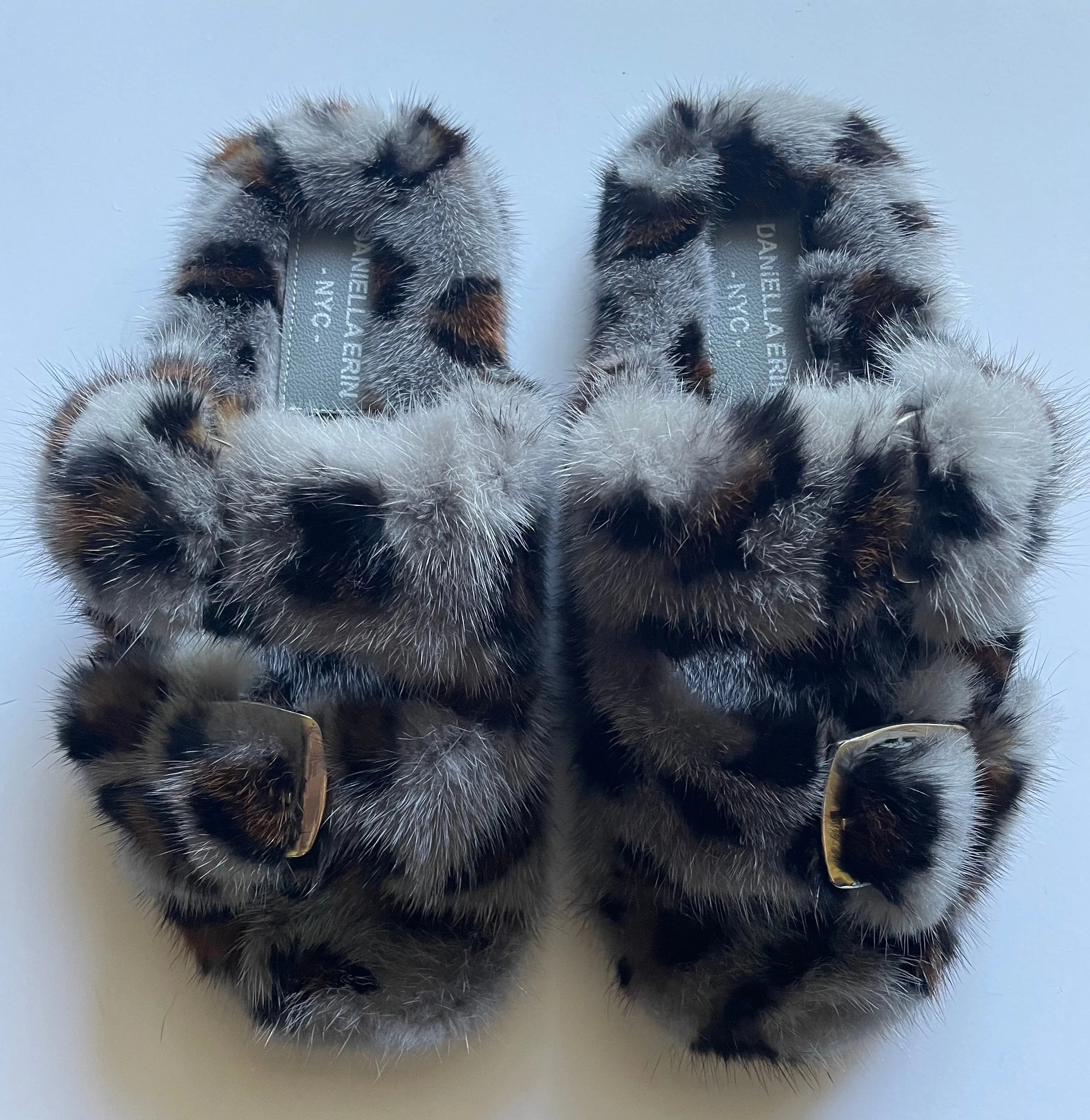 Genuine Mink Slides - Leopard Pattern and Multi Color
