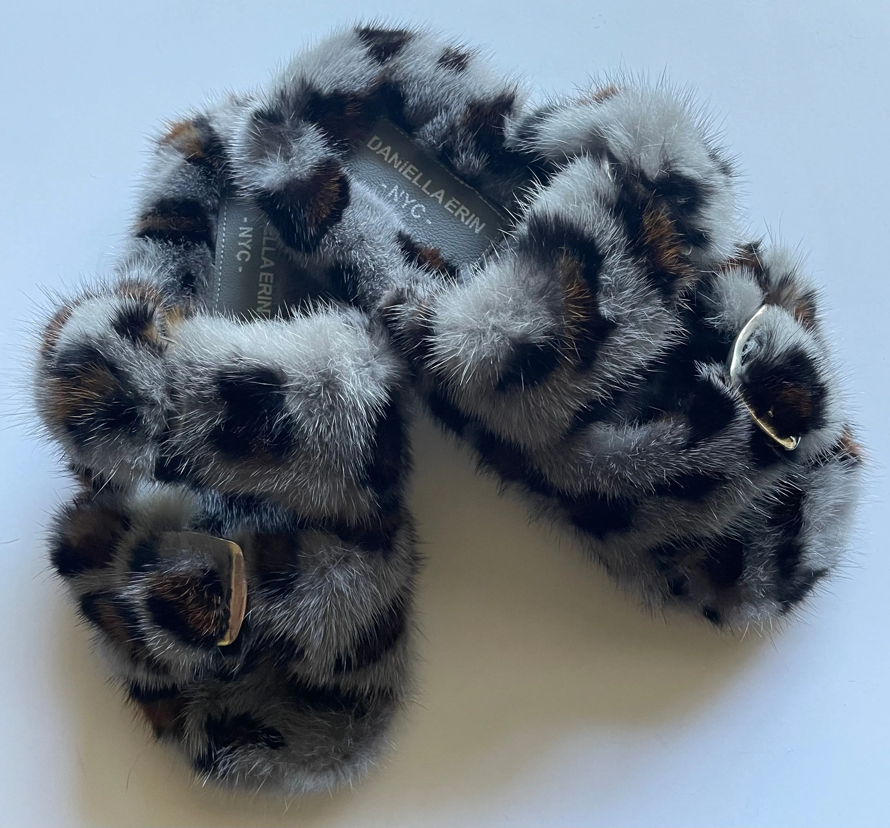 Genuine Mink Slides - Leopard Pattern and Multi Color