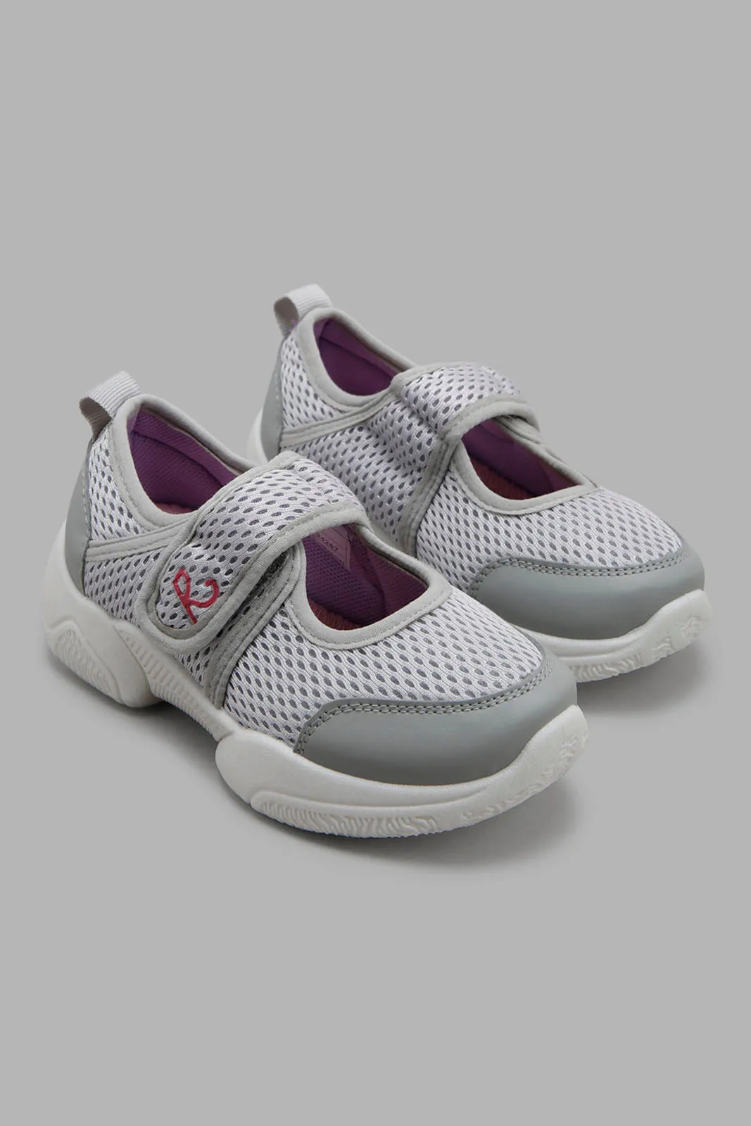 Girls Grey Mesh Trainer