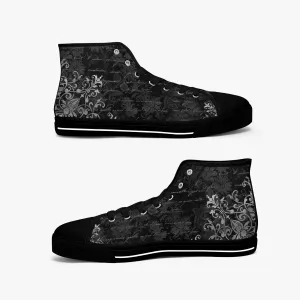 Gothic Hi Top Sneakers - Vintage writing black high top sneakers (JPSN6)