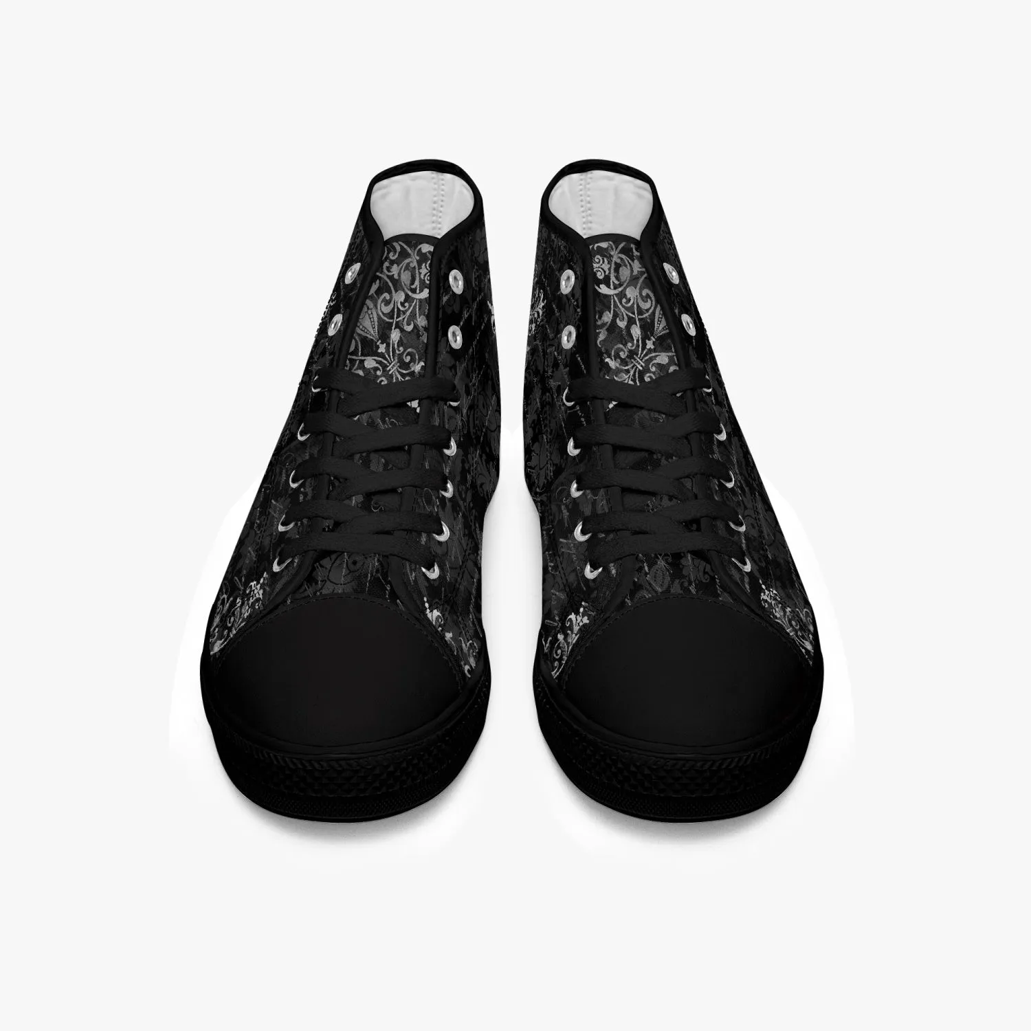 Gothic Hi Top Sneakers - Vintage writing black high top sneakers (JPSN6)