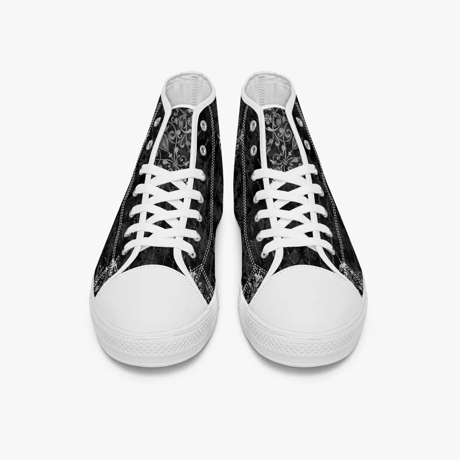 Gothic Hi Top Sneakers - Vintage writing black high top sneakers (JPSN6)