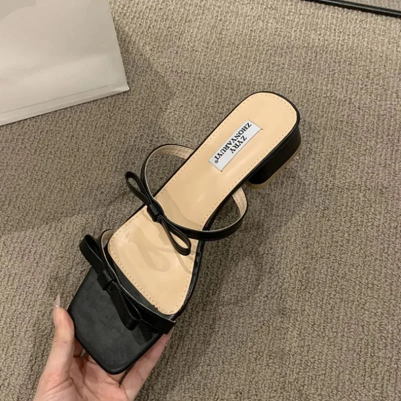 Hnzxzm Women's Shoes Fashion Modern Slippers Women's Slippers New Elegant Wild Casual Slippers Women Butterfly-knot Shoes Female