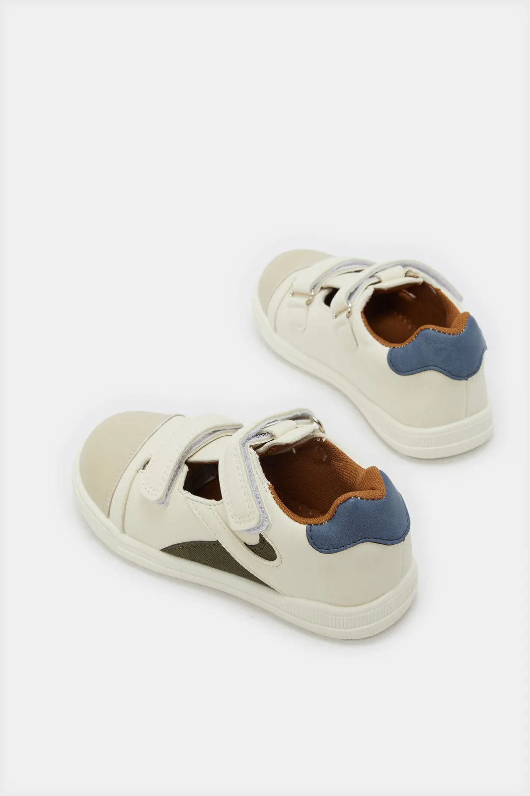 Infant Boys Beige Double Strap Sneakers