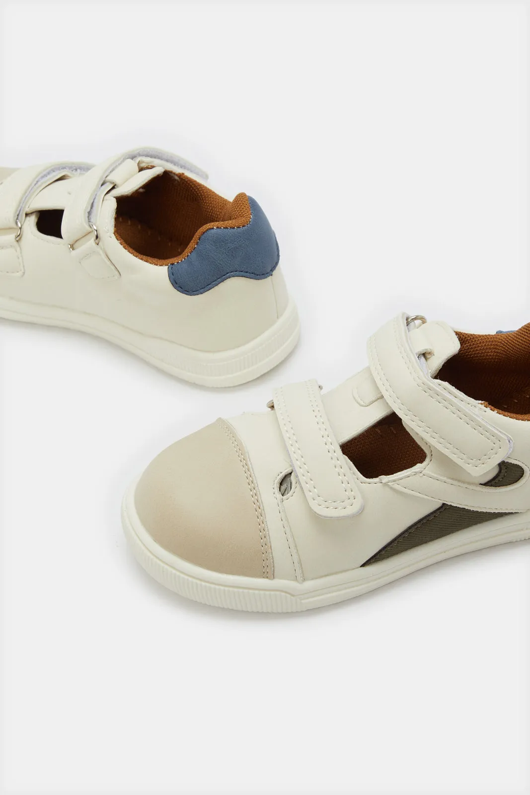 Infant Boys Beige Double Strap Sneakers