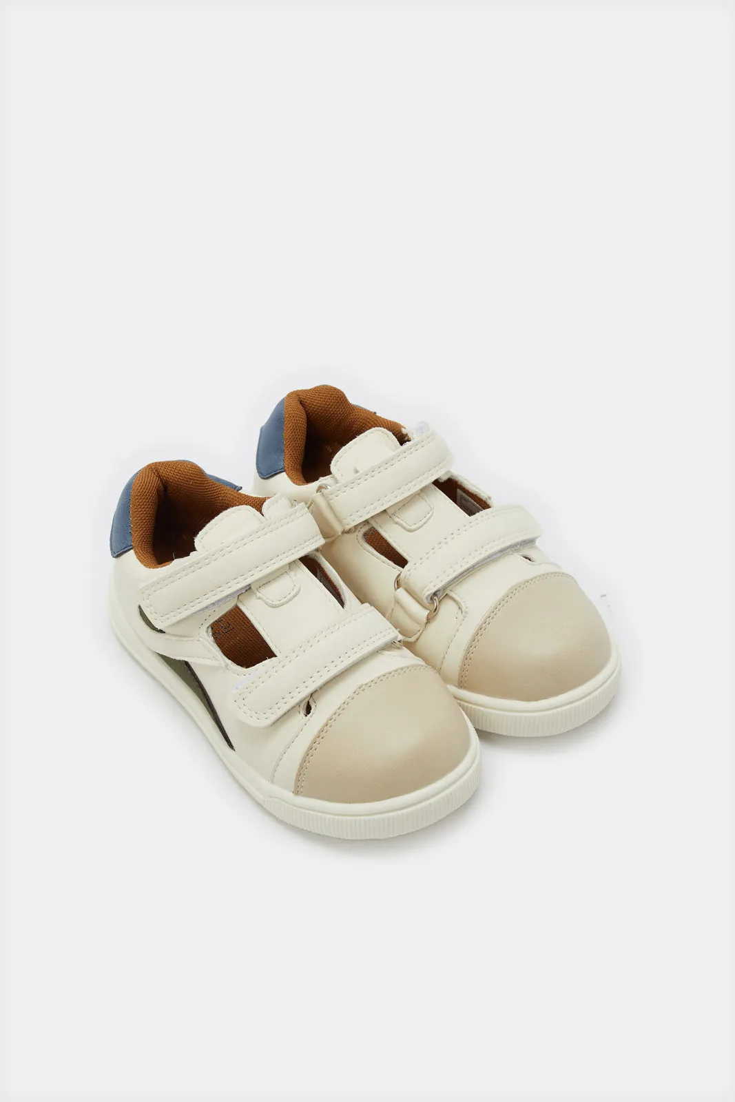 Infant Boys Beige Double Strap Sneakers