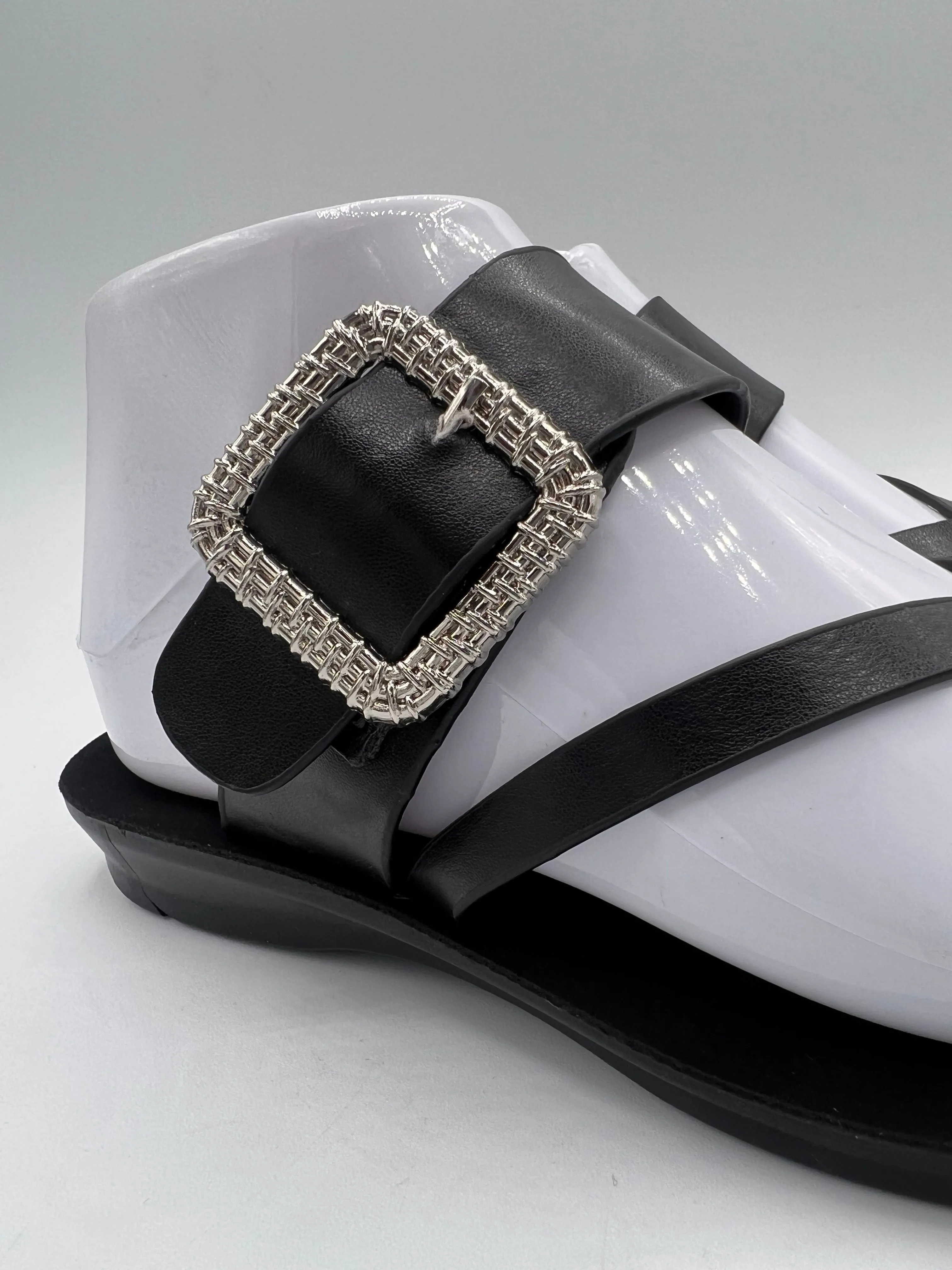 Ladies Intricate Buckle Cross-Strap Slides