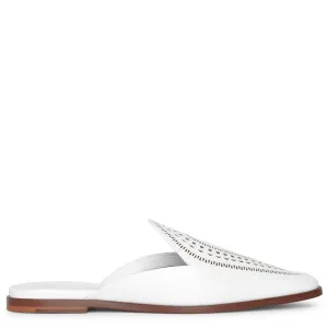 Laser-cut leather half loafers