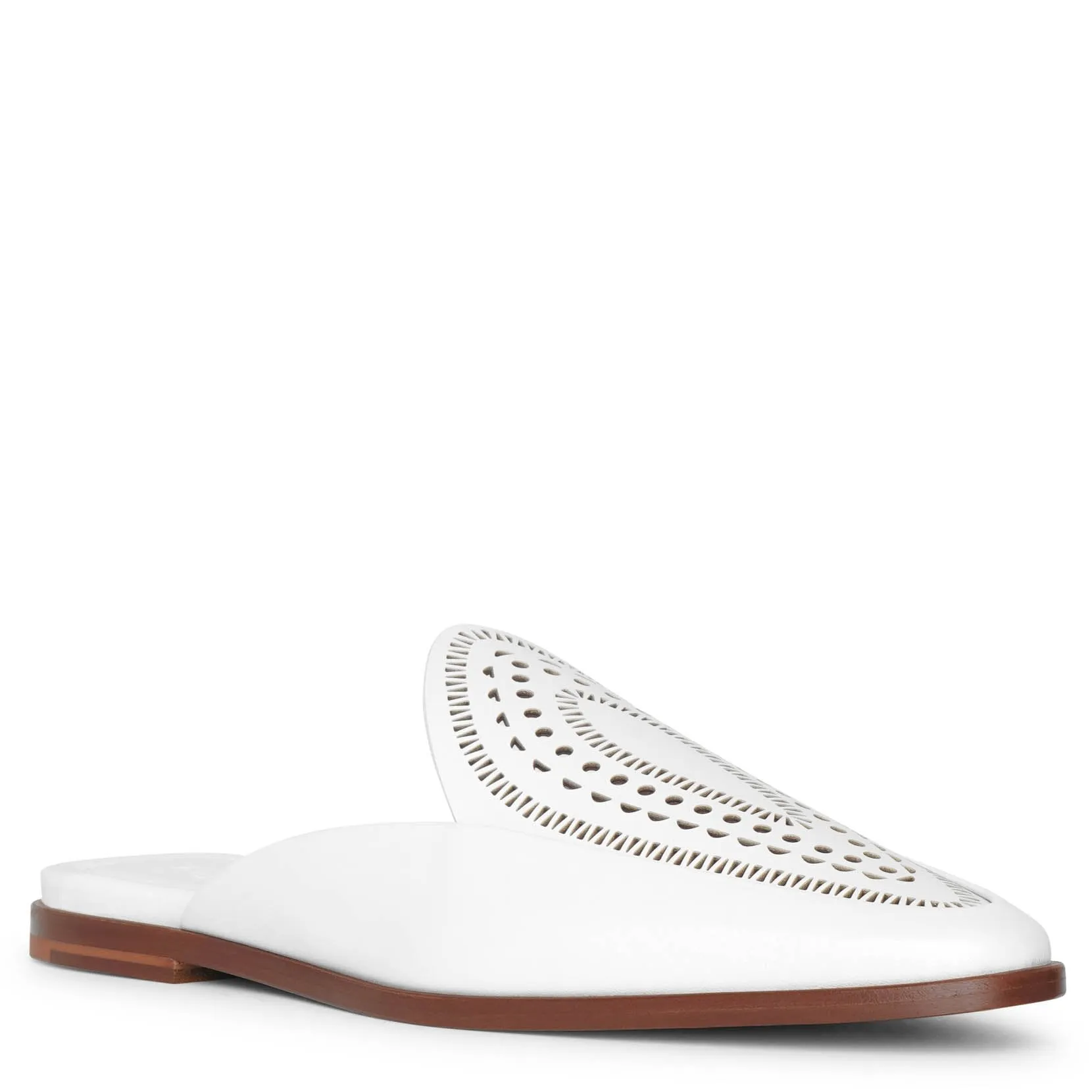 Laser-cut leather half loafers