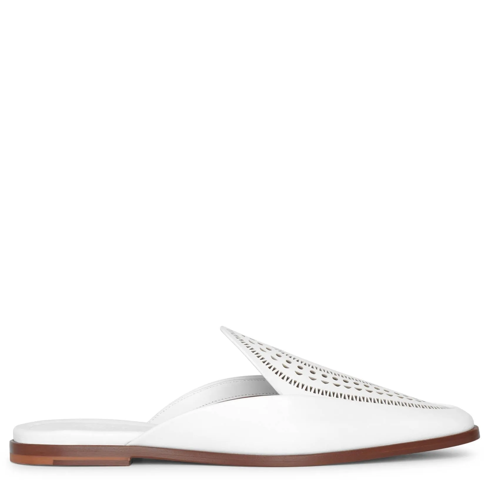 Laser-cut leather half loafers