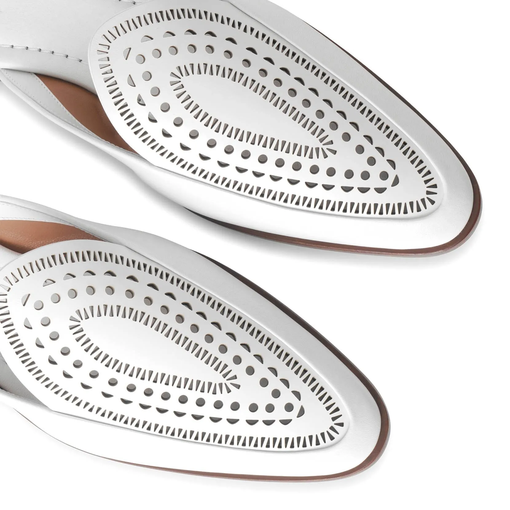 Laser-cut leather half loafers
