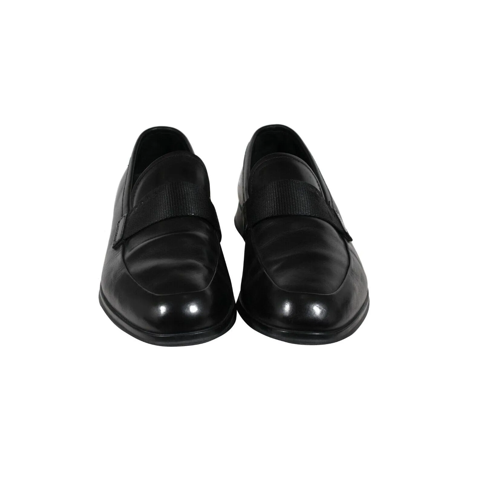 Loafers Black Leather Sport Rubber Sole Casual Shoe
