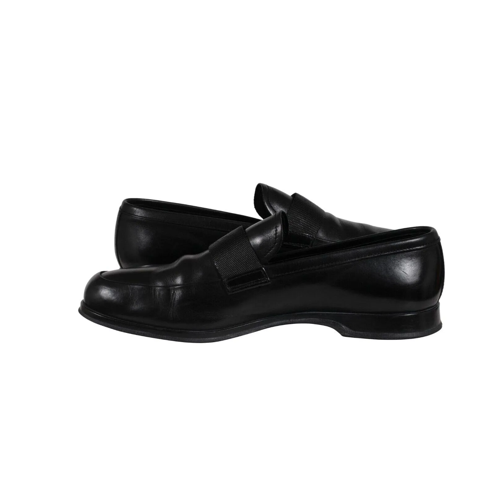 Loafers Black Leather Sport Rubber Sole Casual Shoe