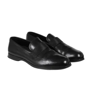 Loafers Black Leather Sport Rubber Sole Casual Shoe
