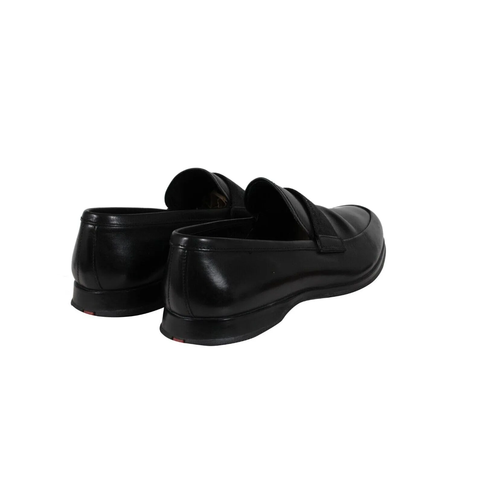 Loafers Black Leather Sport Rubber Sole Casual Shoe