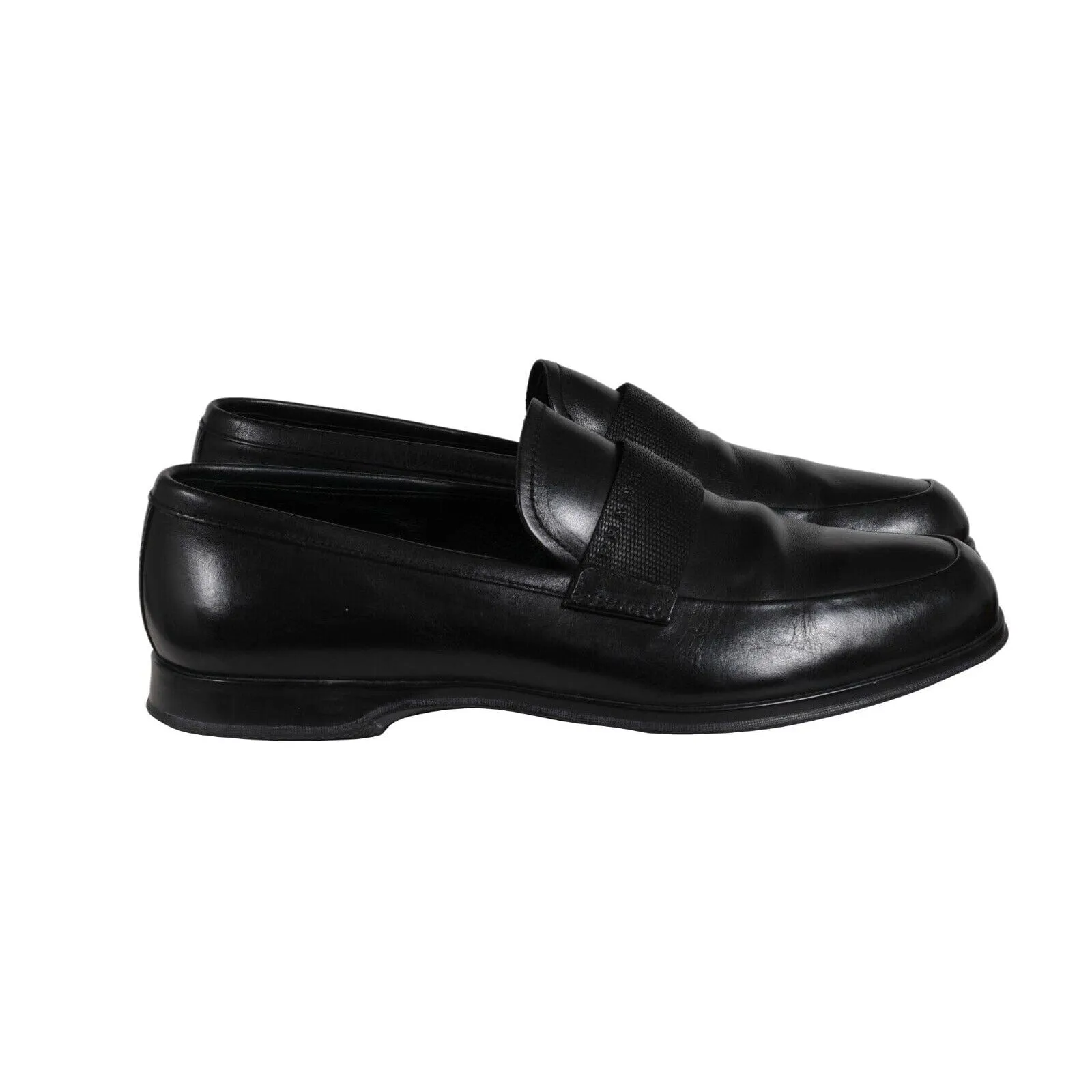 Loafers Black Leather Sport Rubber Sole Casual Shoe