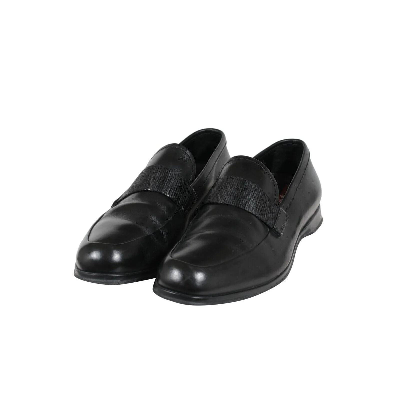 Loafers Black Leather Sport Rubber Sole Casual Shoe