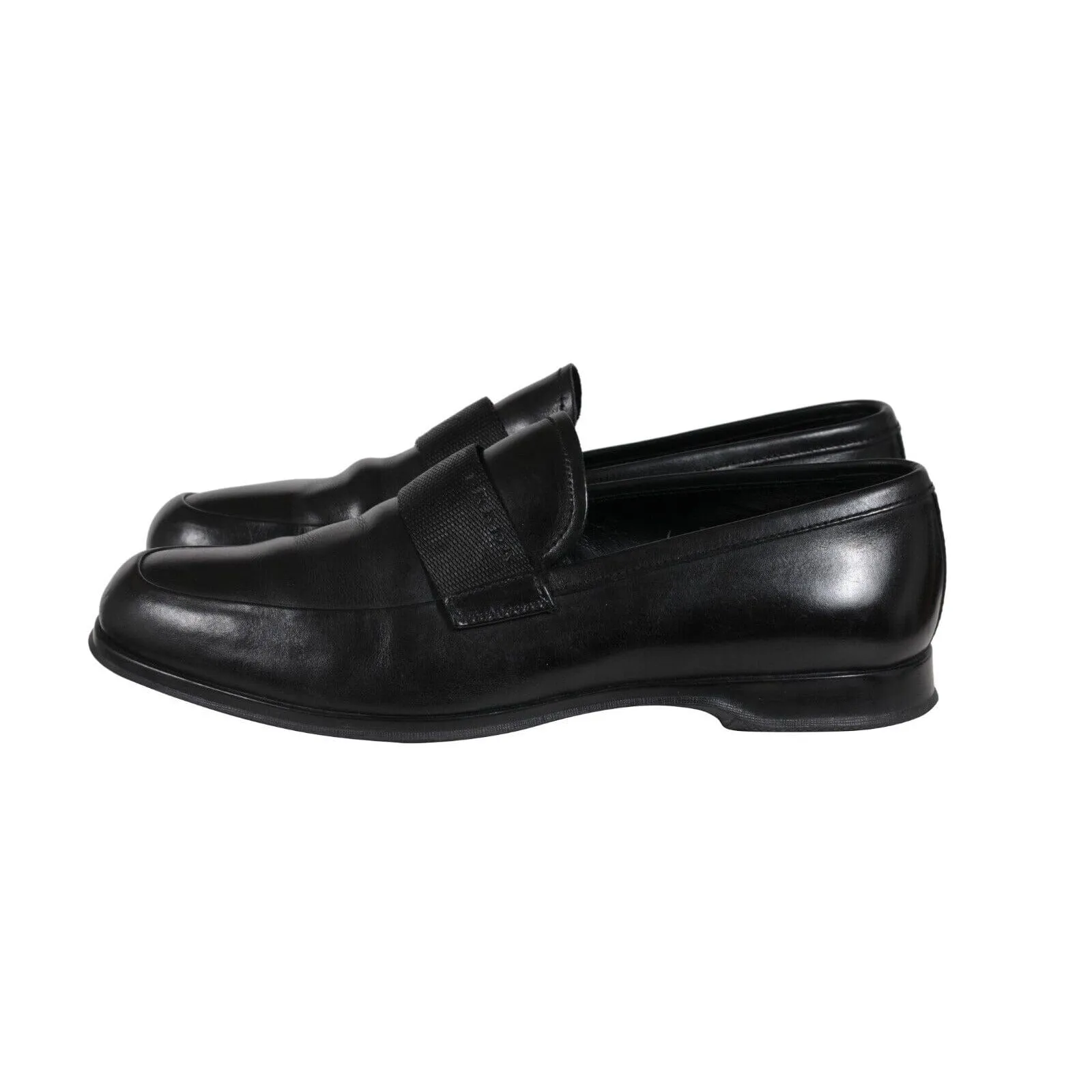 Loafers Black Leather Sport Rubber Sole Casual Shoe