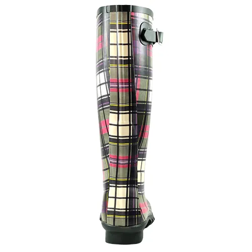 Lunar Ladies Wellington Boots - Tartan - Green